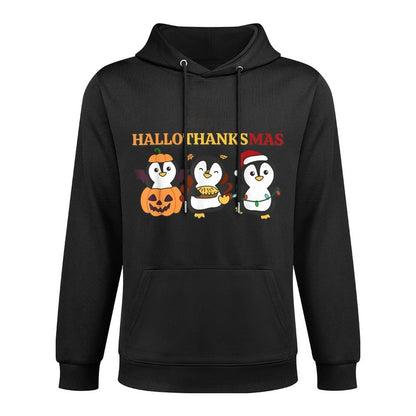 Penguin Christmas Halloween Costume Happy Hallothanksmas Customizable Surface Hoodie