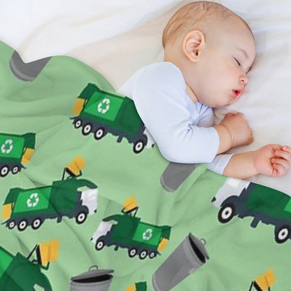 Recycling Garbage Truck Pattern Throw Blanket