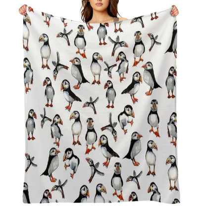 Puffins Pattern Throw Blanket