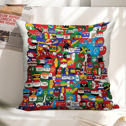 Countryball Linen Throw Pillow Cover