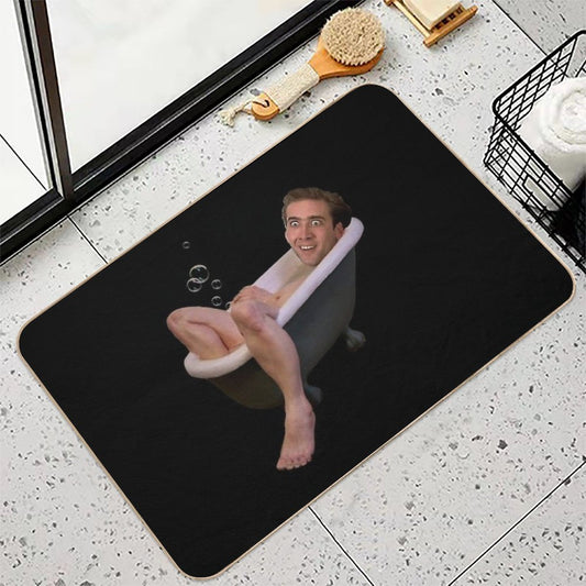 Nicholas Cage Taking A Bath Bath Mat