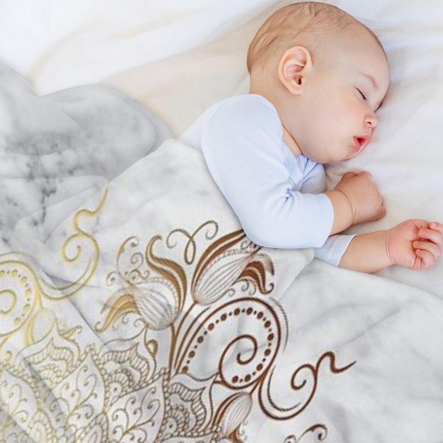 Mandala - Marble Gold Throw Blanket