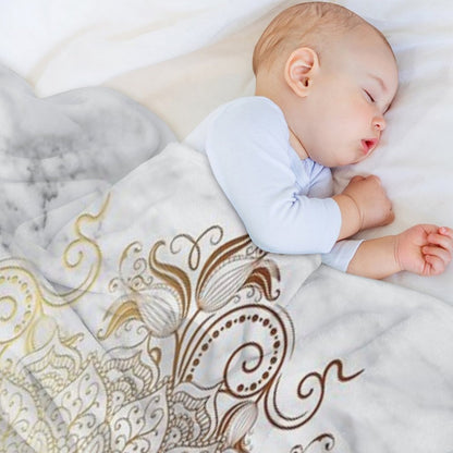 Mandala - Marble Gold Throw Blanket