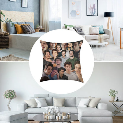 Dylan O’Brien Collage Linen Throw Pillow Cover