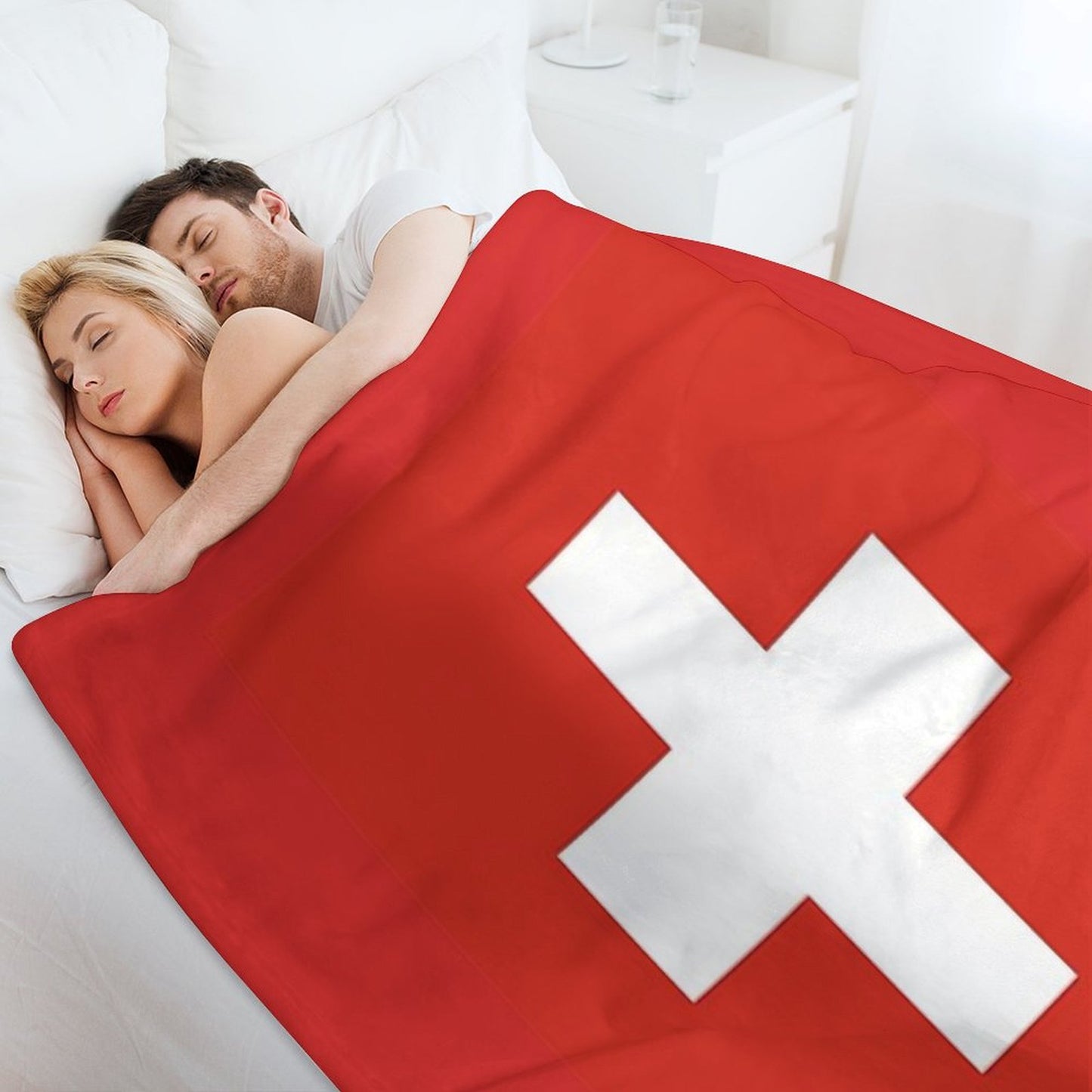 Switzerland National Flag T-Shirt - Swiss Sticker Bedspread Duvet Throw Blanket