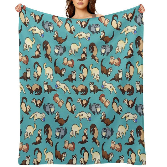 Cat Snakes in Blue Throw Blanket