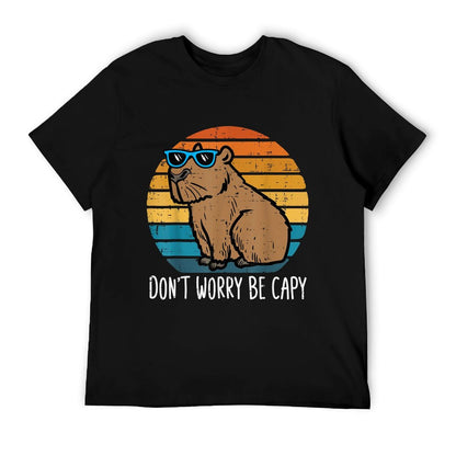 Dont Worry Be Capy Capybara Retro Men Boys Kids Youth Women T-Shirt