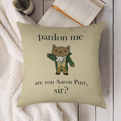 Alexander Hamilcat (Black Text) Linen Throw Pillow Cover