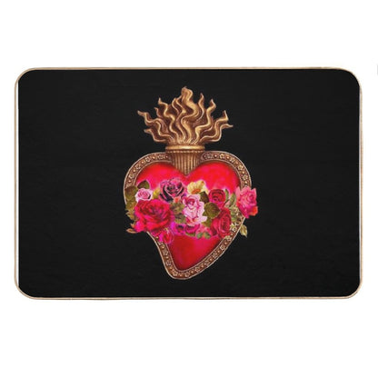 Red Immaculate Heart - Sacred Heart Bath Mat