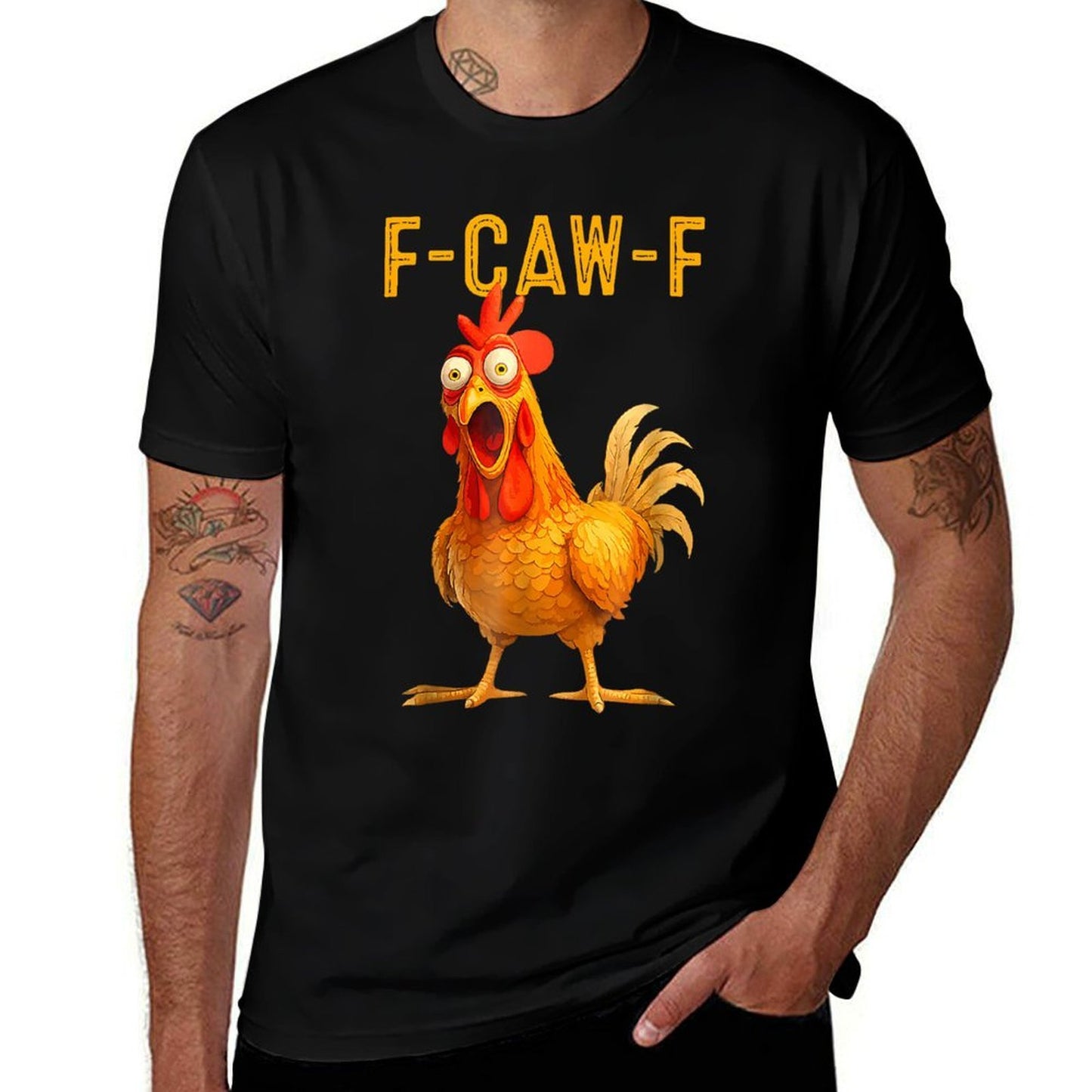 F-Caw-F Funny Chicken Humor Quote Rooster Meme  Polyester Blend T-Shirt
