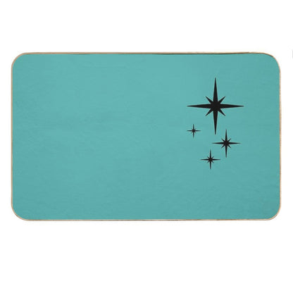 1950s Atomic Age Retro Starburst in Turquoise And Black Bath Mat