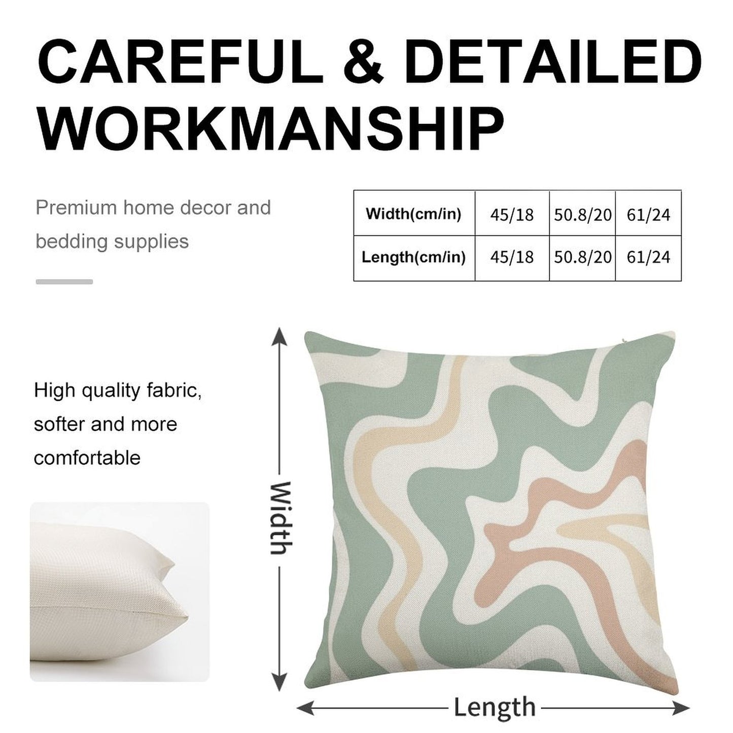 Liquid Swirl Retro Abstract in Light Sage Celadon Green, Light Blush, Cream, And White Linen Throw Pillow Cover