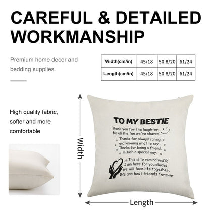 To My Bestie Thank You for The Laughter Linen Throw Pillow Cover
