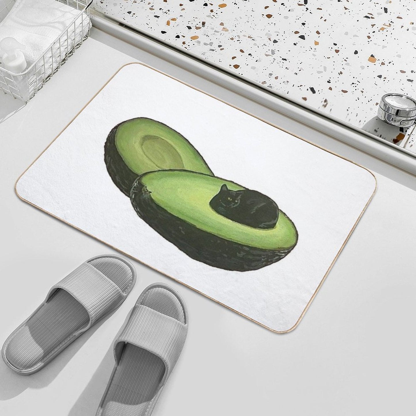 Avocado Cat Bath Mat