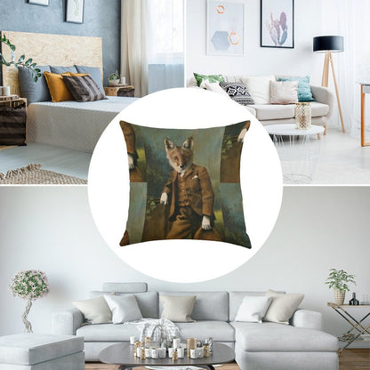 Young Master Fox Linen Throw Pillow Cover