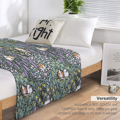 Guinea Pigs And Garden Herbs Pattern Throw Blanket