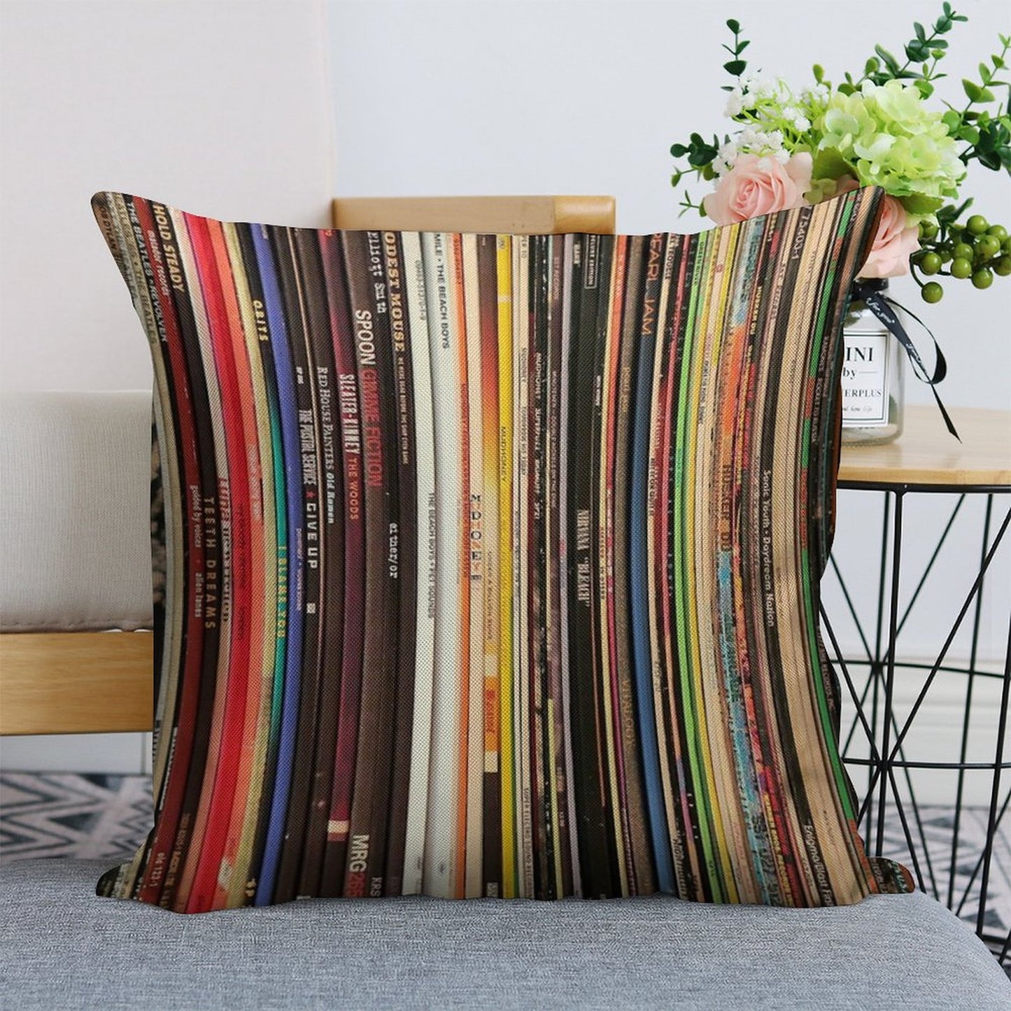 Ultimate Vinyl Record Collection Linen Throw Pillow Cover