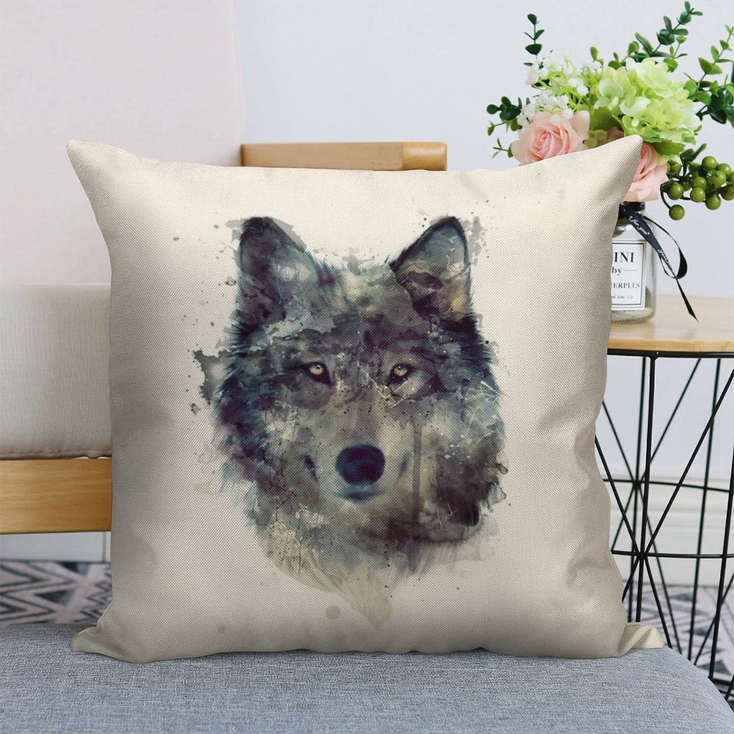 Wolf  Persevere Linen Throw Pillow Cover
