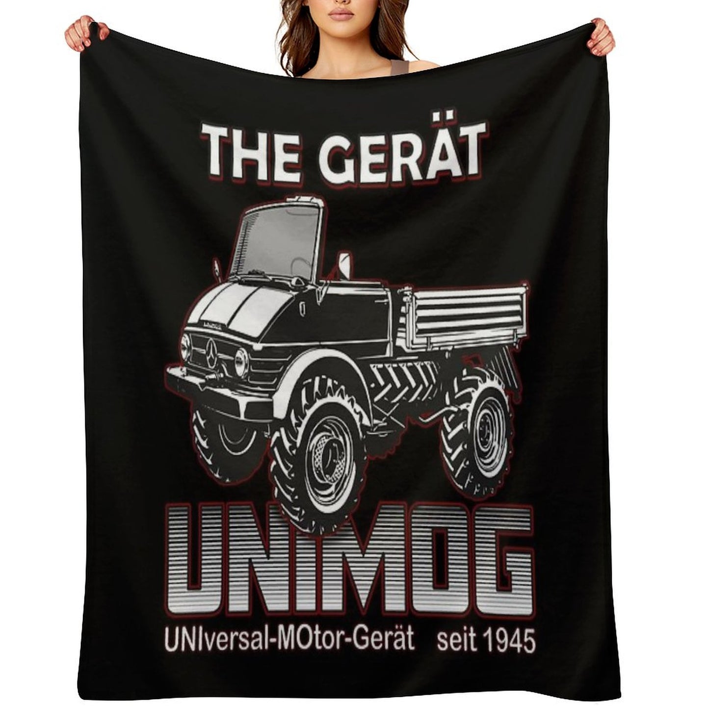 THE GREAT UNIMOG (UNIversal-MOtor-Gerät) - on Black Throw Blanket