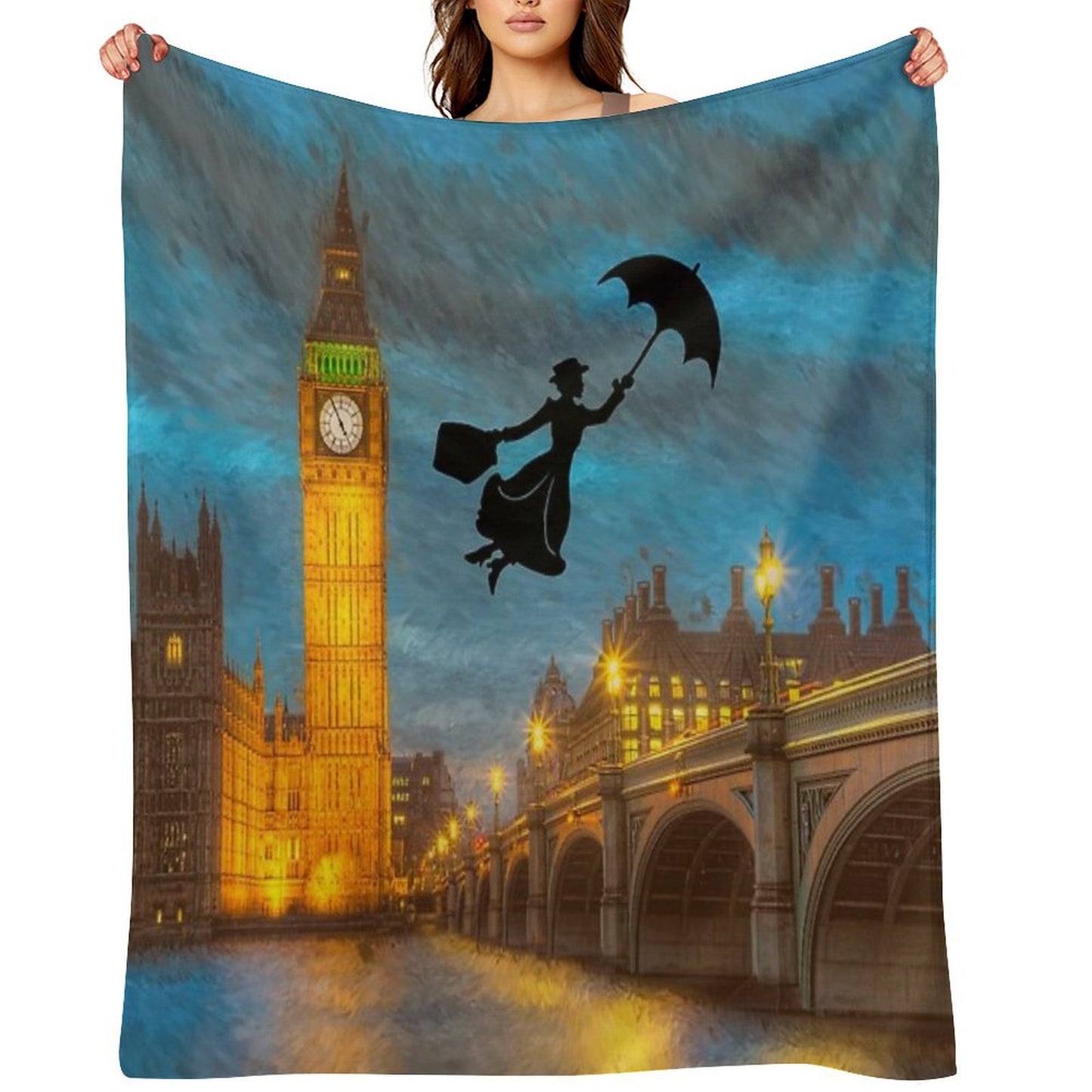 Magical Nanny Over London Throw Blanket