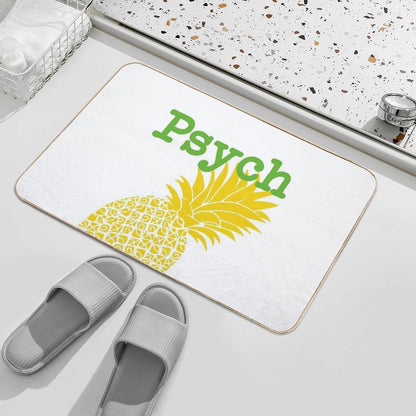 Minimalist Psych TV Show Pop Culture Lime Yellow Fun Green Pineapple Bath Mat