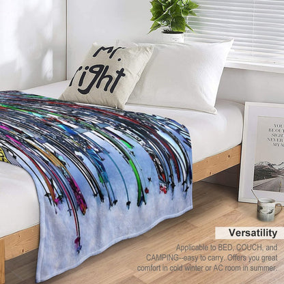 Ski Party - Skis And Poles Throw Blanket