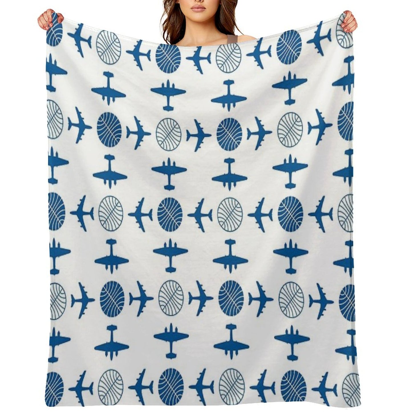 Pan Am Plane Icon Pattern Throw Blanket