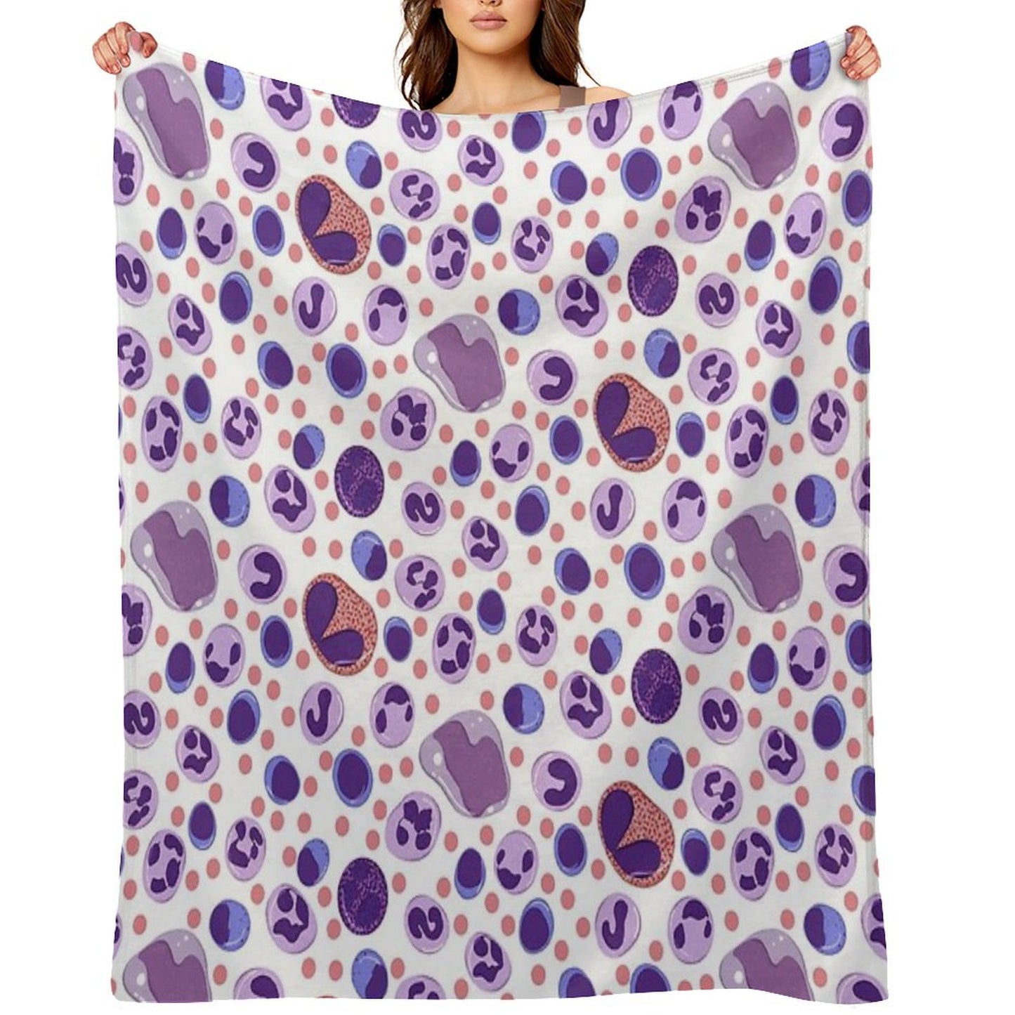 Large White Blood Cell Pattern Throw Blanket