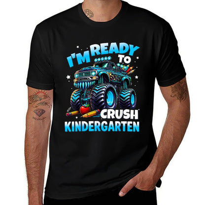 Im Ready To Crush Kindergarten First Day of Boys  Ribbed Collar T-Shirt