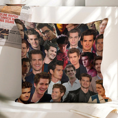 Andrew Garfield Photo Collage Linen Throw Pillow Cover