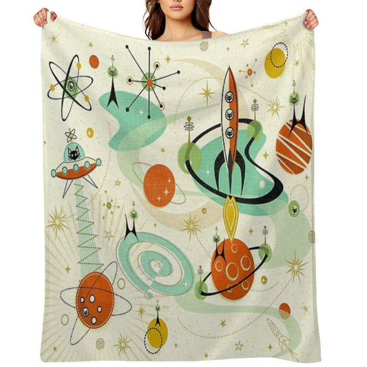 Atomic Cats in Space ©studioxtine Throw Blanket