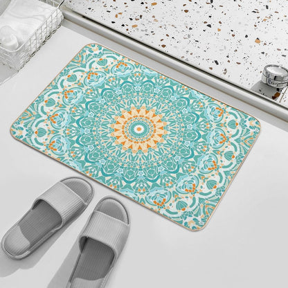 Orange And Turquoise Clarity Mandala Bath Mat
