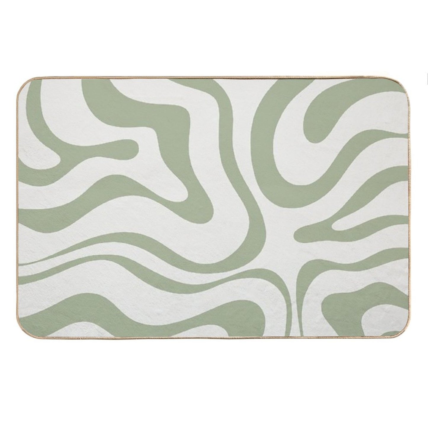 Modern Liquid Swirl Abstract Pattern in Sage Green Tones Bath Mat