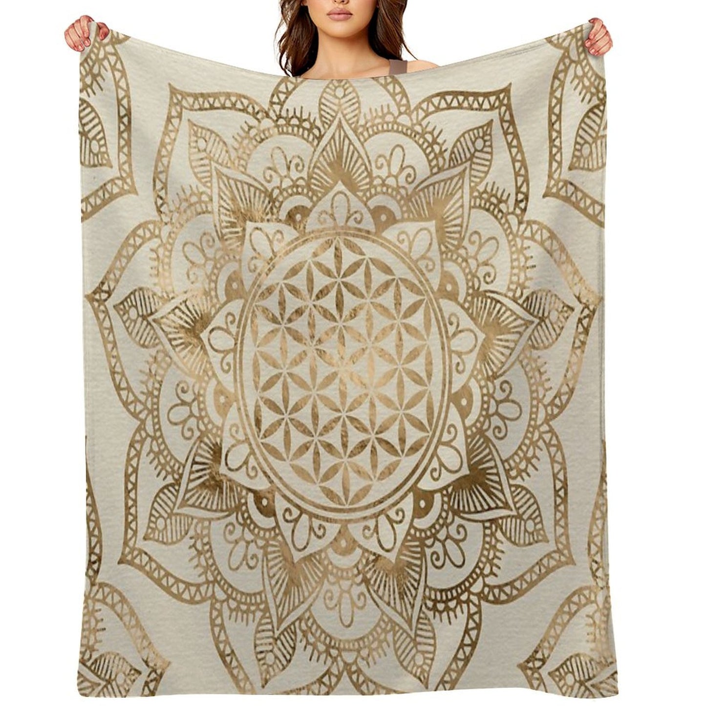 Flower of Life in Lotus - Pastel Golds And Canvas Throw Blanket