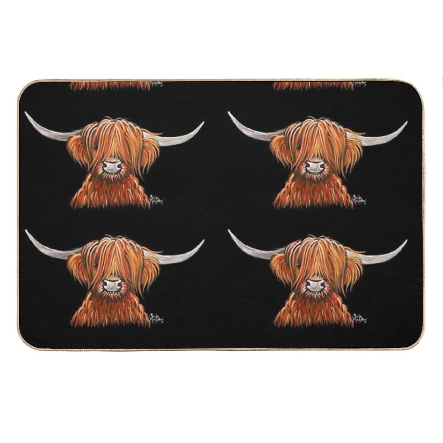 Scottish Hairy Highland Cow ' HeNRY B 2 ' by Shirley MacArthur Bath Mat