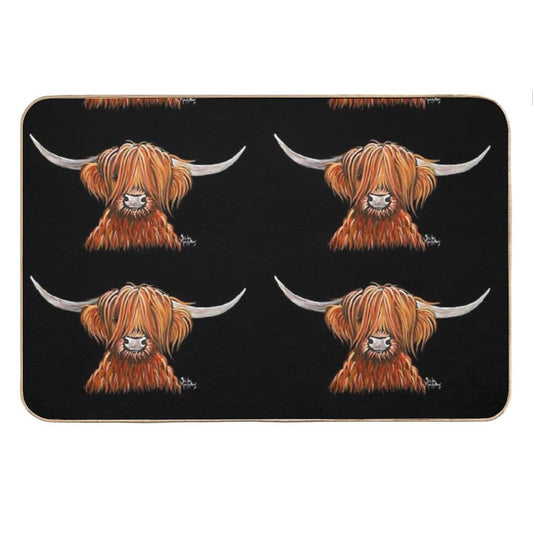 Scottish Hairy Highland Cow ' HeNRY B 2 ' by Shirley MacArthur Bath Mat
