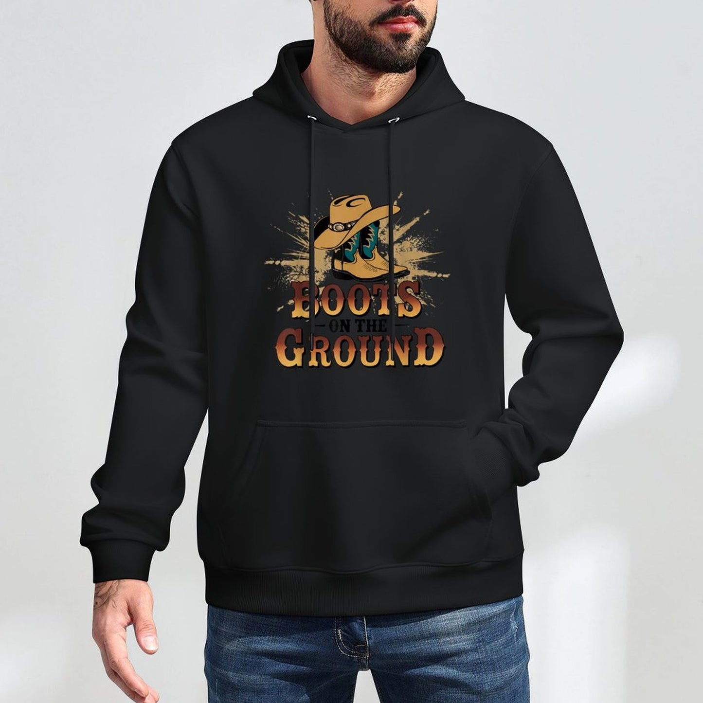 Boots On The Ground Western Cowboy Rodeo Country Cotton-Polyester Blend Hoodie