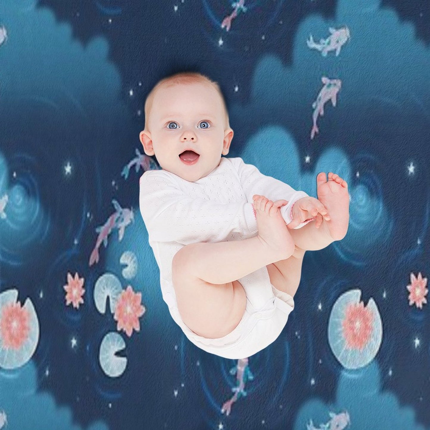 Koi Pond - Night Throw Blanket