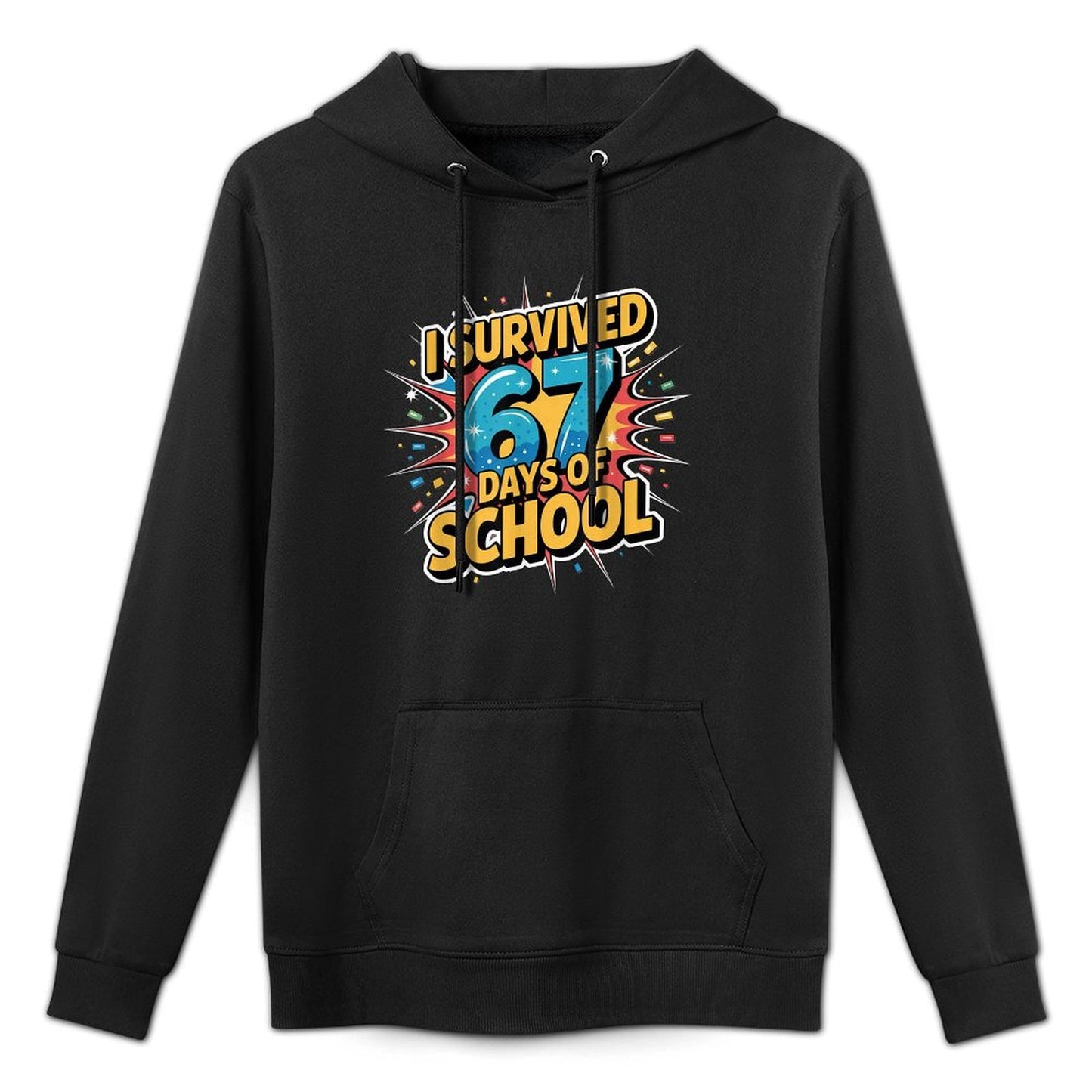 I Survived 67 Days of School Funny 67 Teachers Students Meme Machine Washable Hoodie