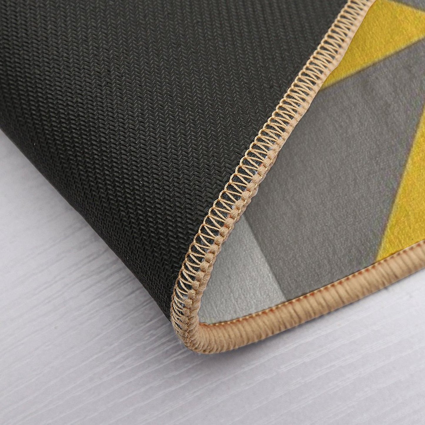Retro Triangle Design in Yellow And Grey Bath Mat