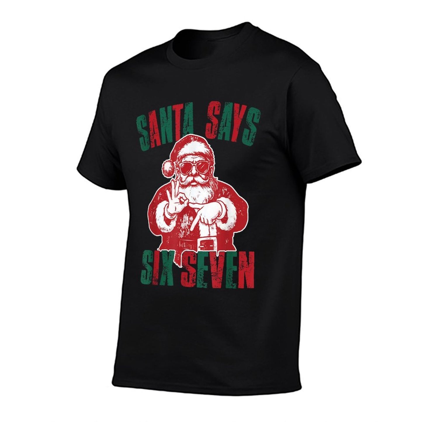 Santa Says Six Seven Funny 67 Meme Christmas Vintage Holiday  Rolled Sleeves T-Shirt
