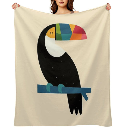 Rainbow Toucan Throw Blanket