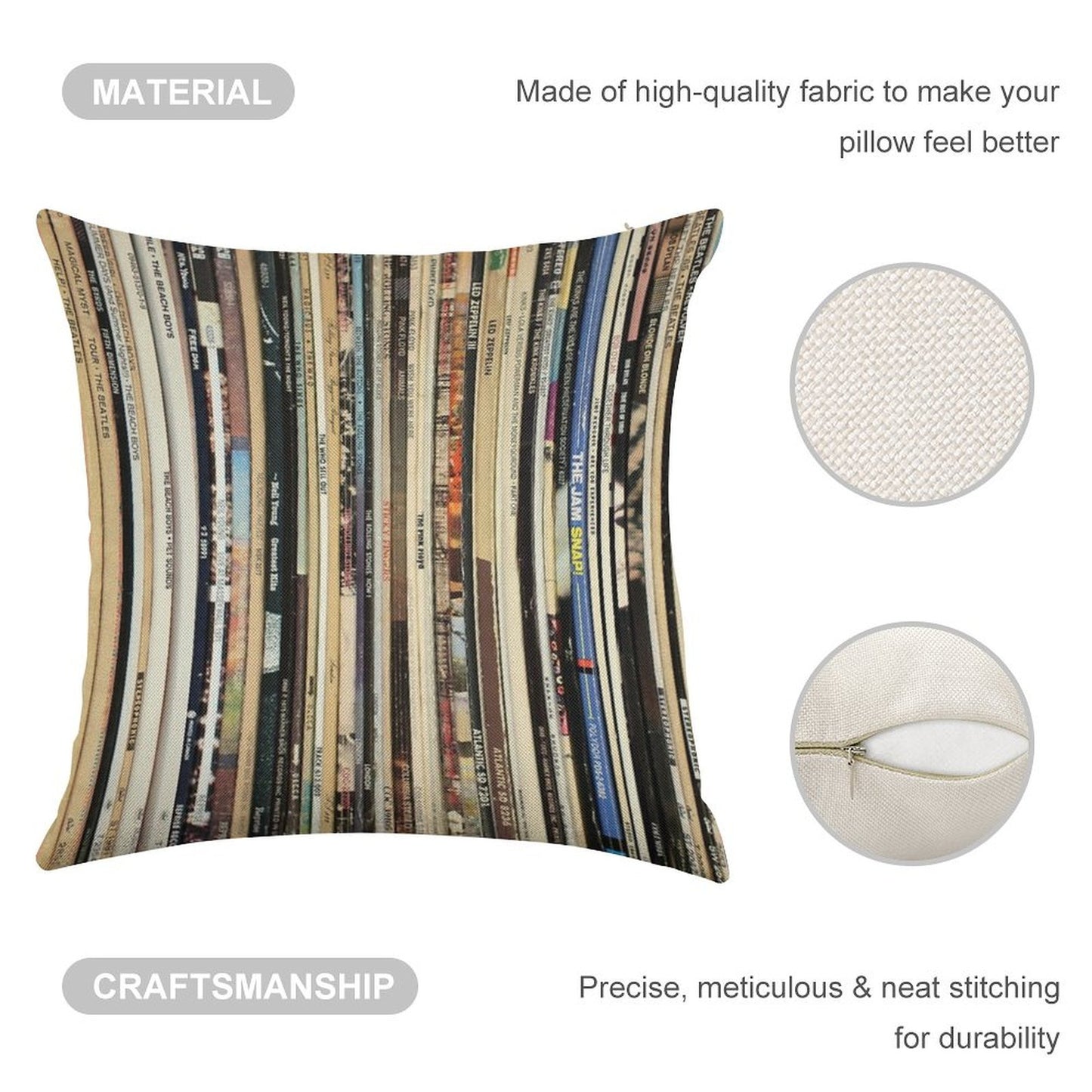 Classic Rock 2  Vinyl Records Linen Throw Pillow Cover