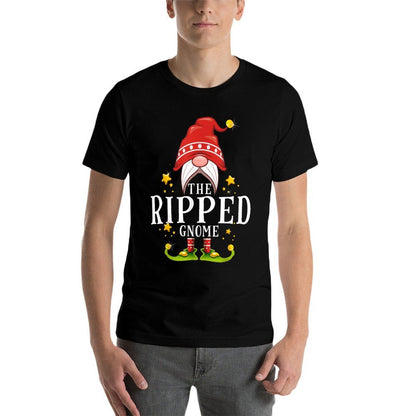 The Ripped Gnome Christmas Matching  Rolled Sleeves T-Shirt