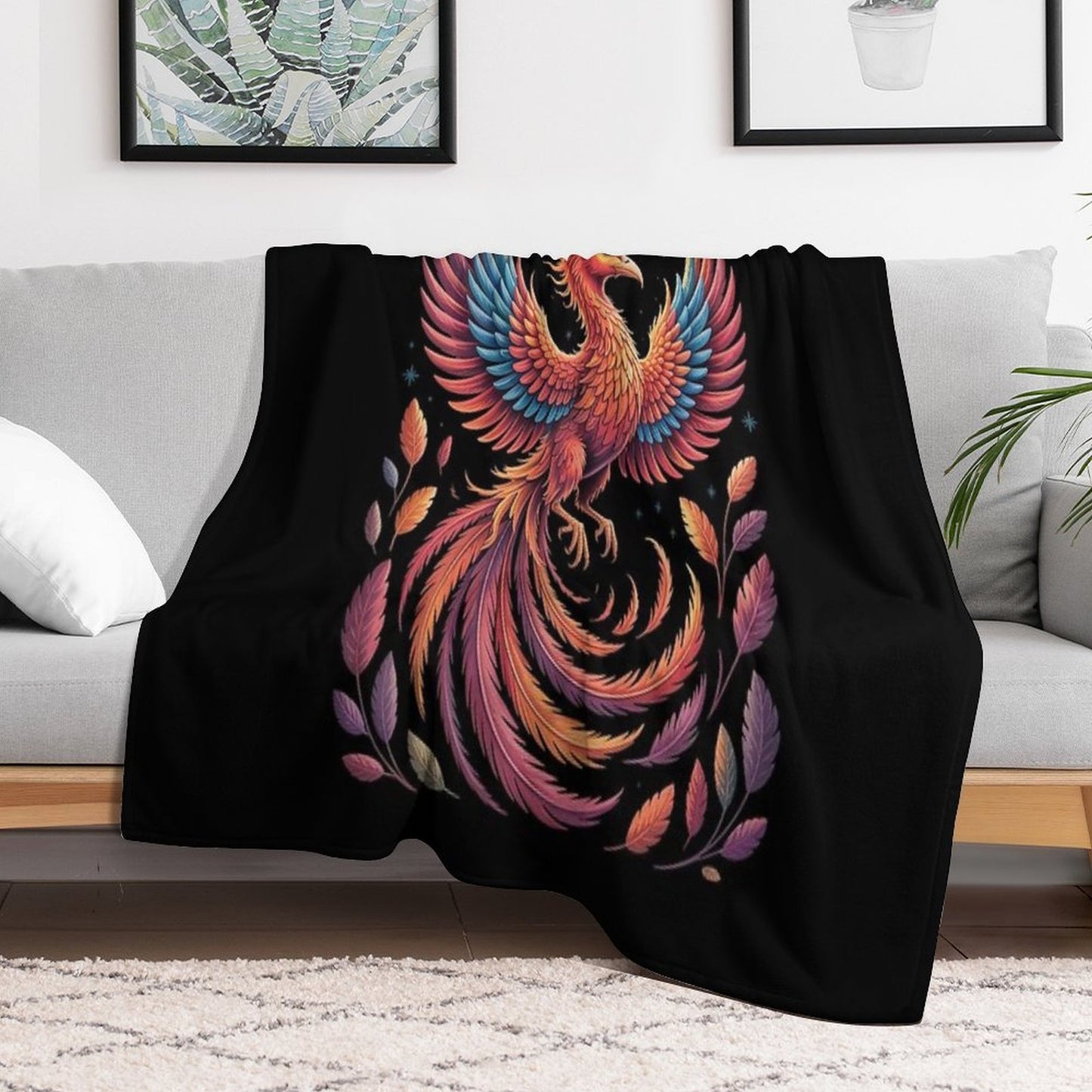 Fire Phoenix Bird Phoenix Reborn Firebird Phoenix Throw Blanket
