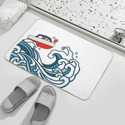 Boat on Big Wave Bath Mat