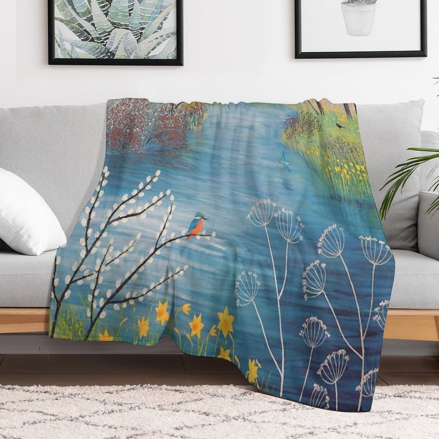 Spring at Kingfisher Pool Throw Blanket