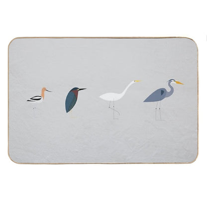 Wading Birds of North America (Blue Heron, Green Heron, Egret, Avocet) Bath Mat