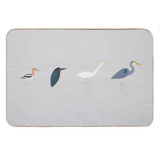 Wading Birds of North America (Blue Heron, Green Heron, Egret, Avocet) Bath Mat