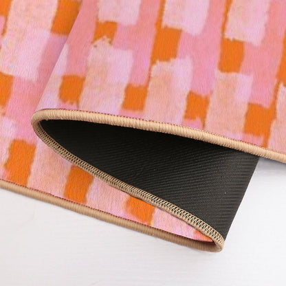 Pink And Orange, Brush Strokes, Geometric Bath Mat